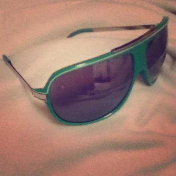 Bright Green With White Trim Sunglasses