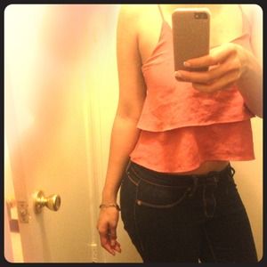 Orange ruffled crop top