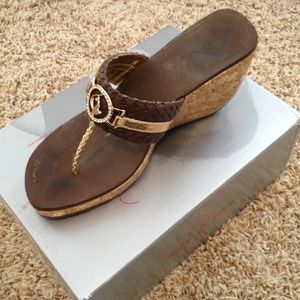 Baby Phat Cork Slides-Brown/Gold