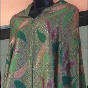 Pink and green shawl! Beautiful in person!