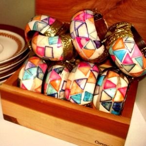 {Homegoods} Vintage Marble & Wood Napkin Rings