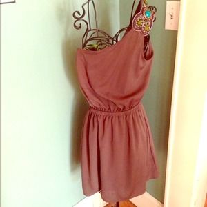 one shoulder dark chocolate dress
