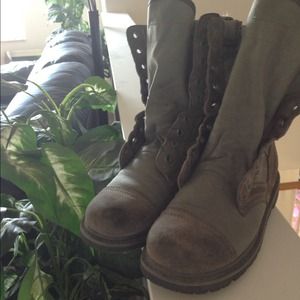 Sage green military boots