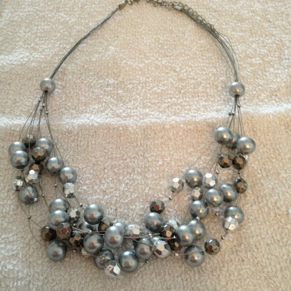 Grey & Chrome & Silver bead necklace