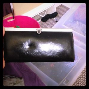 Black clutch wallet with beautiful inside!