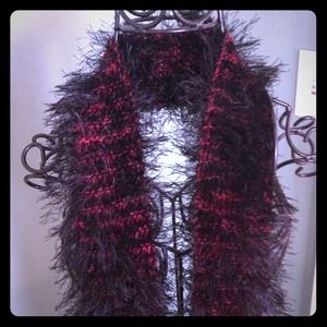 Black and red hand made scarf