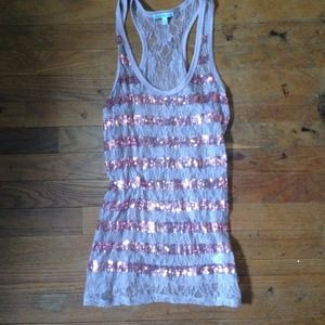Lace Pink sparkly tank top