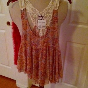 NWT LIVING DOLL  Sheer lace tank