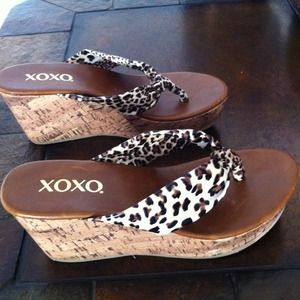 Cheetah Print Wedge Flops