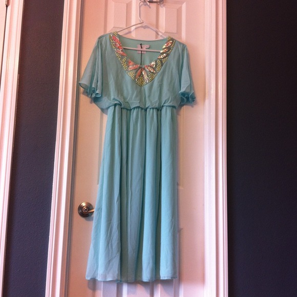 ❌SOLD❌ NWOT ASOS Maternity aqua sheer dress