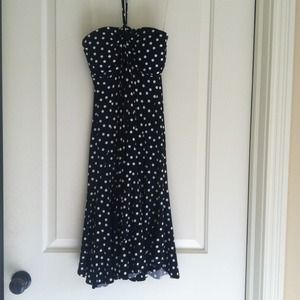 Black dress with white polka dots