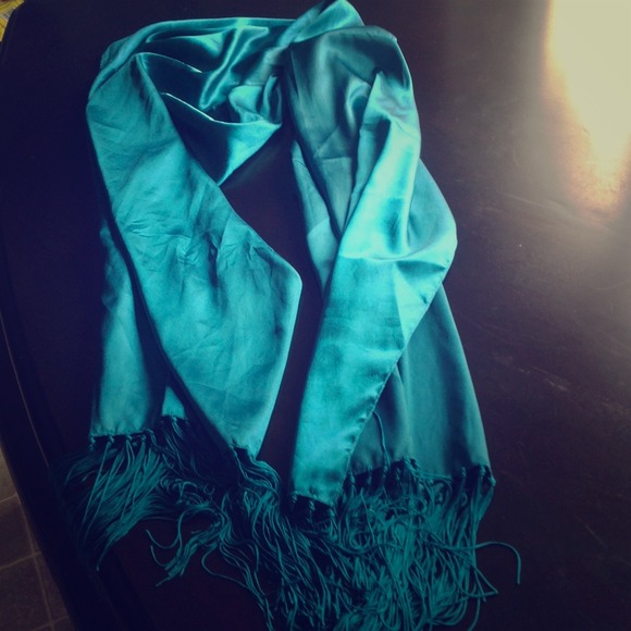 Accessories - Teal silk scarf/shawl/wrap