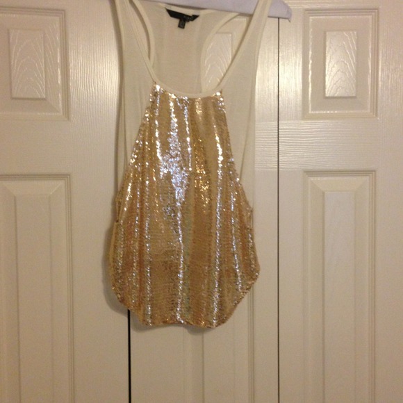 Off white & gold sequin tank - Picture 2 of 3