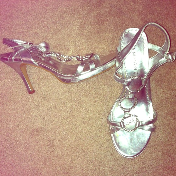 Silver heels with bling