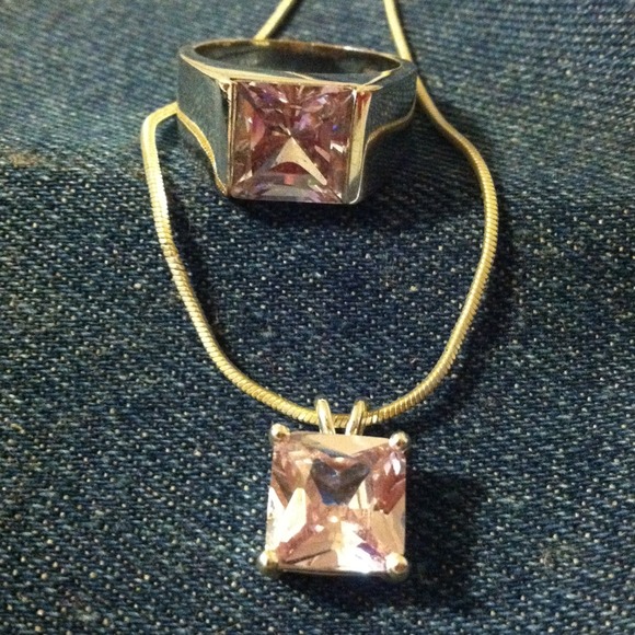 No brand Jewelry - Lavender gem stone necklace and ring set