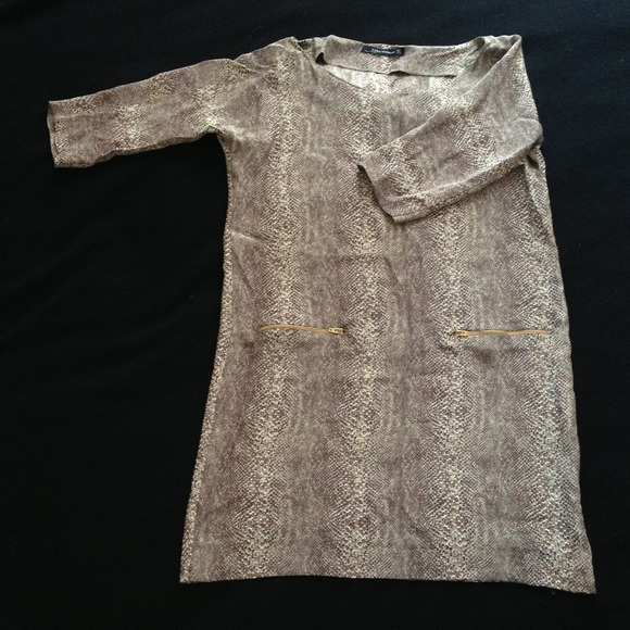 Zara 100% Silk Dress in Snakeskin Print. Size M.
