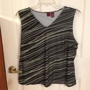 Black, grey and light green stripe tank