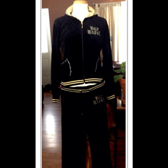 Juicy couture sweat outfit black w/gold metallic