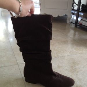 Brown suede slouchy boots