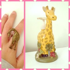 A giraffe bundle! Soap or lotion holder and a ring
