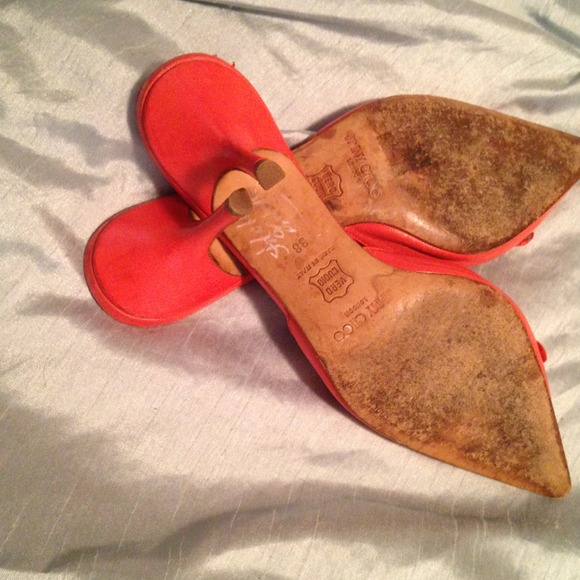 SOLD - Authentic Jimmy Choo Kitten Heels in Coral - Picture 3 of 3