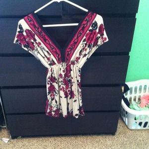 Japanese cherry blossom print silk shirt