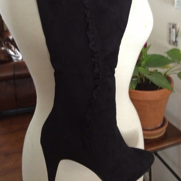 Black high boots suede