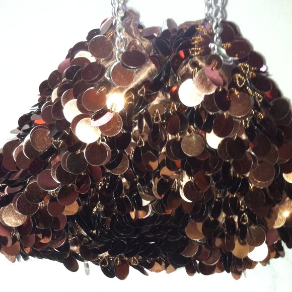 Brown Sequin Pouch Purse