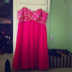 Fuchsia gold detailed dress