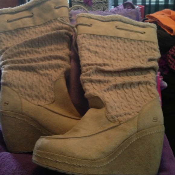 Skechers knit wedge heel Boots