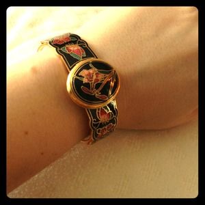 Vintage cloisonné hinged LOCKET bangle