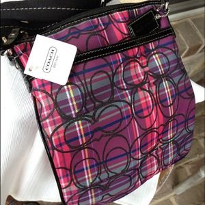 Plaid cross body authentic Coach purse