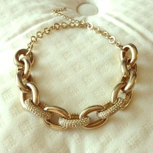 Designer inspired rhinestone chain link necklace