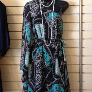 One shoulder long sleeve dress