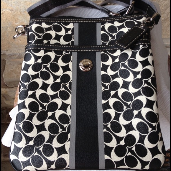 Black and white authentic crossbody coach purse