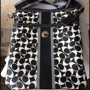 Black and white authentic crossbody coach purse