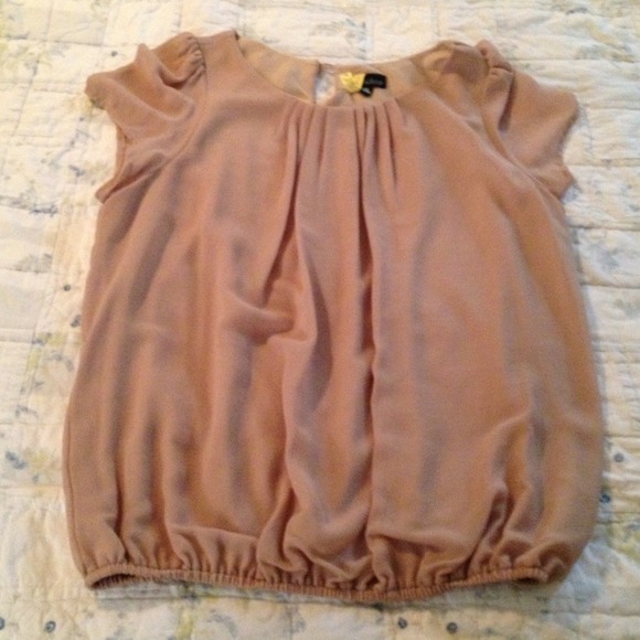 Beige Blouse; elastic on the bottom