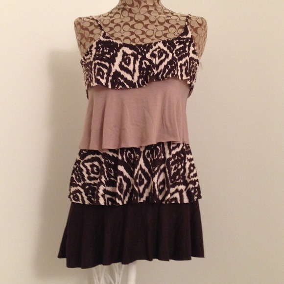 Tans and brown print tank/blouse