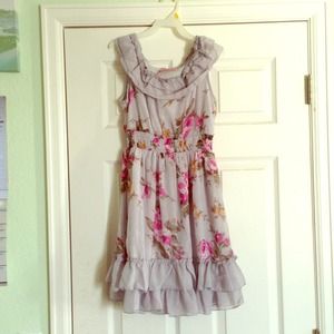 Gray Floral Summer Dress