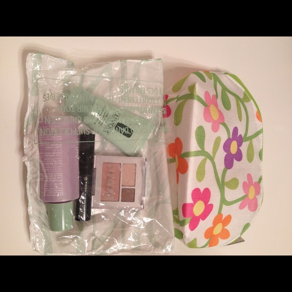 Clinique makeup bag and samples