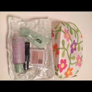 Clinique makeup bag and samples