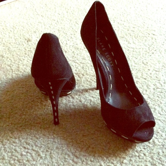 Black suede peep-toe heels (new!)