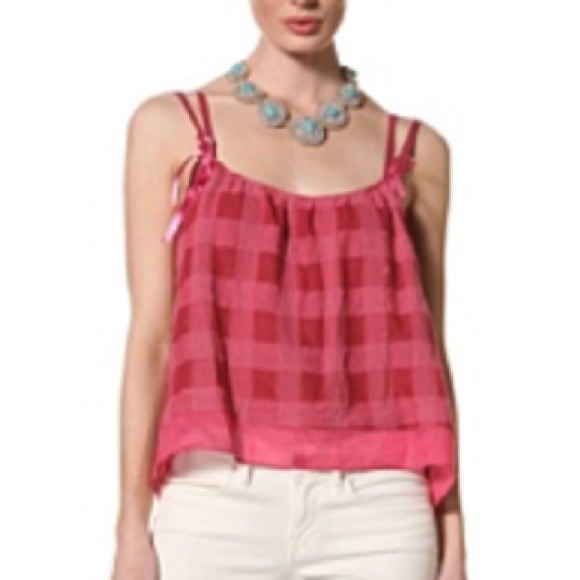 Anna Sui Checker Board Gauze Top in Rose