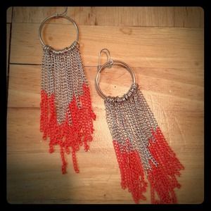 Orange & Silver ombré earrings