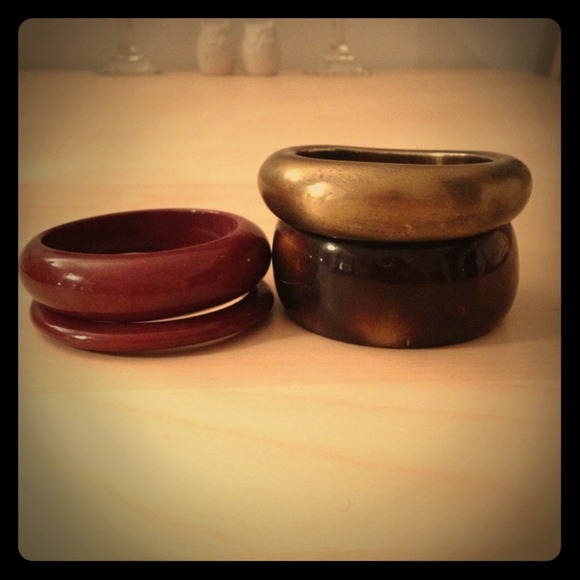 Two sets of bangles purple and brown and gold