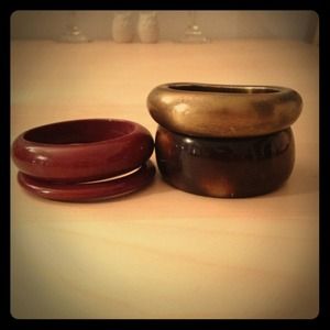 Two sets of bangles purple and brown and gold