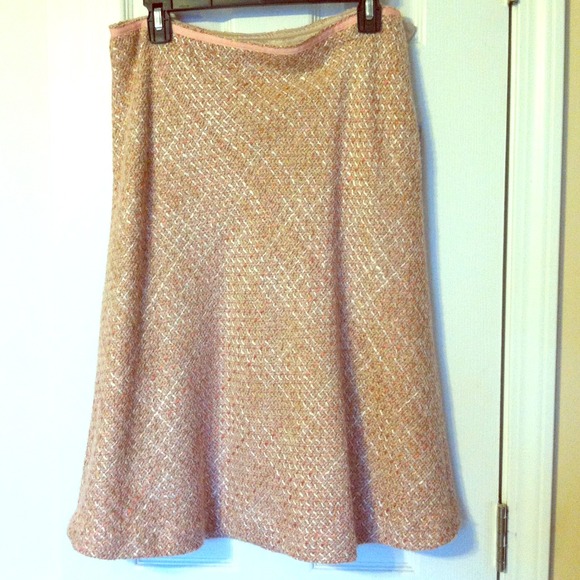Pink tan and cream tweed a line skirt
