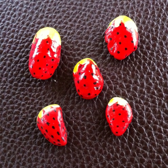 Hand Painted Strawberry Rocks - Picture 3 of 4