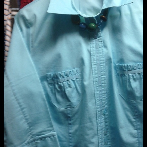 💌❌SOLD❌Nice teal dress shirt by i.e. 62% cotton - Picture 1 of 4