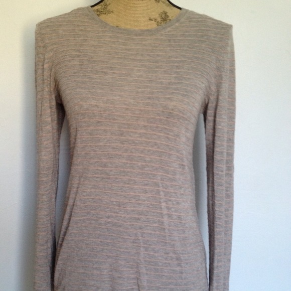 Inhabit grey pink stripe silk blend sweater M